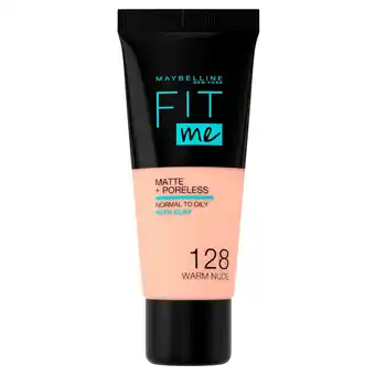 Kruidvat Maybelline New York Fit Me Matte & Poreless 128 Warm Nude Foundation aanbieding