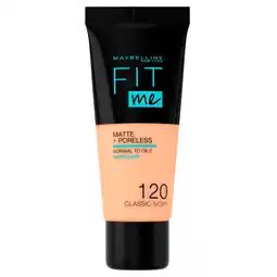 Kruidvat Maybelline New York Fit Me Matte & Poreless 120 Classic Ivory Foundation aanbieding