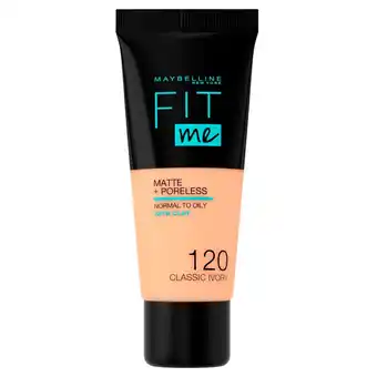 Kruidvat Maybelline New York Fit Me Matte & Poreless 120 Classic Ivory Foundation aanbieding