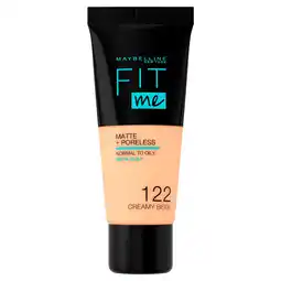 Kruidvat Maybelline New York Fit Me Matte & Poreless 122 Creamy Beige Foundation aanbieding