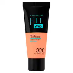 Kruidvat Maybelline New York Fit Me Matte & Poreless 320 Natural Tan Foundation aanbieding