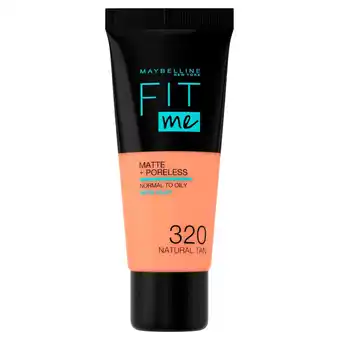 Kruidvat Maybelline New York Fit Me Matte & Poreless 320 Natural Tan Foundation aanbieding