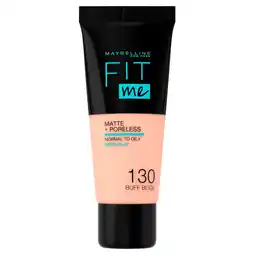 Kruidvat Maybelline New York Fit Me Matte & Poreless 130 Buff Beige Foundation aanbieding
