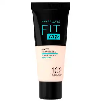 Kruidvat Maybelline New York Fit Me Matte & Poreless 102 Fair Ivory Foundation aanbieding