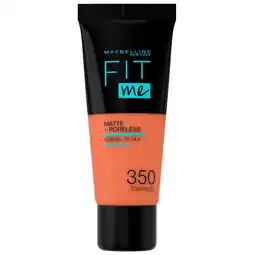 Kruidvat Maybelline New York Fit Me Matte & Poreless 350 Caramel Foundation aanbieding