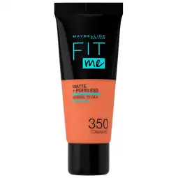 Kruidvat Maybelline New York Fit Me Matte & Poreless 350 Caramel Foundation aanbieding