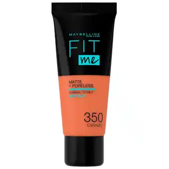 Kruidvat Maybelline New York Fit Me Matte & Poreless 350 Caramel Foundation aanbieding