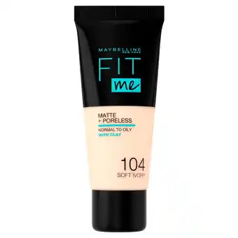 Kruidvat Maybelline New York Fit Me Matte & Poreless 104 Soft Ivory Foundation aanbieding