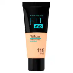 Kruidvat Maybelline New York Fit Me Matte & Poreless 115 Ivory Foundation aanbieding