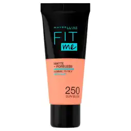 Kruidvat Maybelline New York Fit Me Matte & Poreless 250 Sun Beige Foundation aanbieding