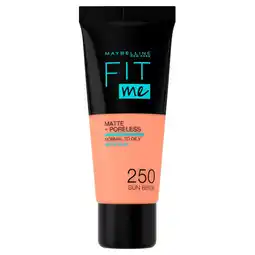 Kruidvat Maybelline New York Fit Me Matte & Poreless 250 Sun Beige Foundation aanbieding