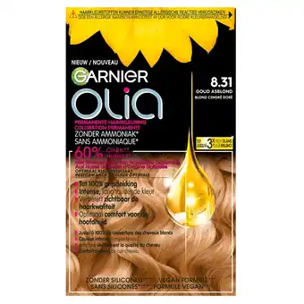 Kruidvat Garnier Olia 8.31 Goud Asblond Permanente Haarkleuring aanbieding