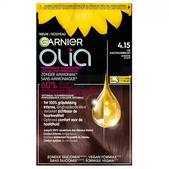 Kruidvat Garnier Olia 4.15 IJs Kastanje Middenbruin Permanente Haarkleuring aanbieding