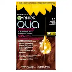 Kruidvat Garnier Olia 5.5 Mahonie Lichtbruin Permanente Haarkleuring aanbieding