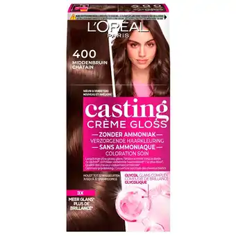 Kruidvat L'Oréal Paris Casting Crème Gloss 400 Middenbruin Semi-Permanente Haarkleuring aanbieding