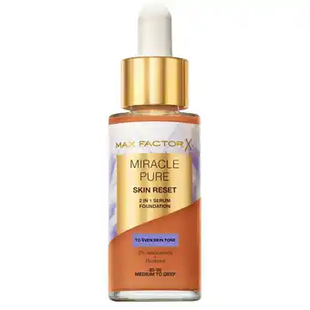 Kruidvat Max Factor Miracle Pure Skin Reset 85-90 Medium to Deep 2-in-1 Serum Foundation aanbieding