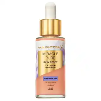 Kruidvat Max Factor Miracle Pure Skin Reset 40-60 Light 2-in-1 Serum Foundation aanbieding