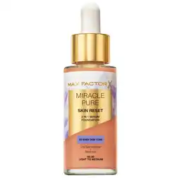 Kruidvat Max Factor Miracle Pure Skin Reset 60-80 Light to Medium 2-in-1 Serum Foundation aanbieding