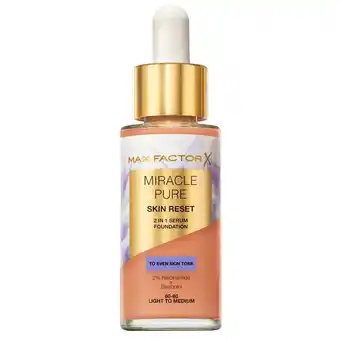 Kruidvat Max Factor Miracle Pure Skin Reset 60-80 Light to Medium 2-in-1 Serum Foundation aanbieding