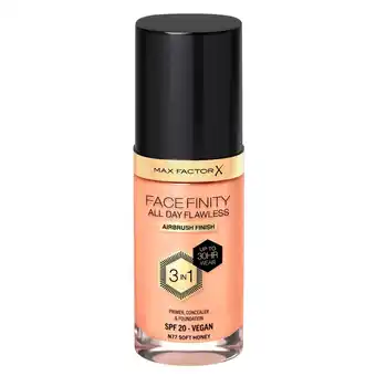 Kruidvat Max Factor Facefinity All Day Flawless N77 Soft Honey Foundation aanbieding