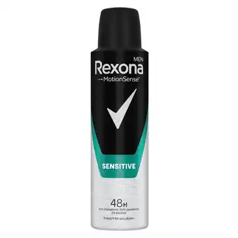 Kruidvat Rexona Men Sensitive Antitranspirant Deodorant Spray aanbieding