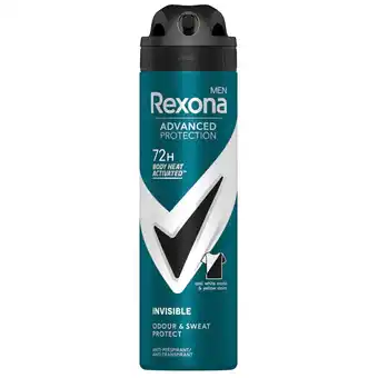 Kruidvat Rexona Men Invisible Black & White Clothes Deodorant Spray aanbieding
