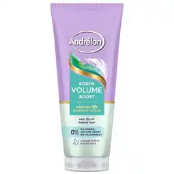 Kruidvat Andrélon Kokos Volume Boost Shampoo Scrub aanbieding