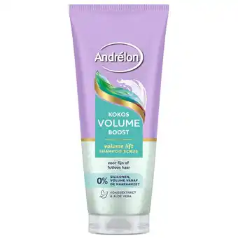 Kruidvat Andrélon Kokos Volume Boost Shampoo Scrub aanbieding