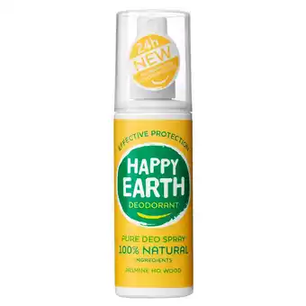 Kruidvat Happy Earth 100% Natural Jasmine Ho Wood Deodorant Spray aanbieding