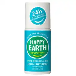 Kruidvat Happy Earth 100% Natural Cedar Lime Deodorant Roller aanbieding
