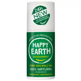 Kruidvat Happy Earth Bergamot Cedarwood Deodorant Roller aanbieding
