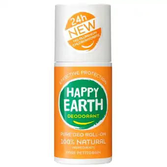 Kruidvat Happy Earth Rose Petitgrain Deodorant Roller aanbieding