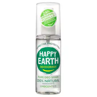 Kruidvat Happy Earth 100% Natural Geurloze Deodorant Spray aanbieding