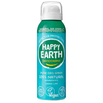 Kruidvat Happy Earth 100% Natural Cedar Lime Deodorant Spray aanbieding
