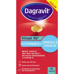 Kruidvat Dagravit Vitaal 50+ Vit D + Omega-3 Visolie Capsules aanbieding