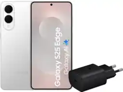 Coolblue Samsung Galaxy S25 Edge 256GB Zilver 5G + Samsung Oplader 25 Watt Zwart aanbieding