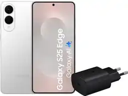 Coolblue Samsung Galaxy S25 Edge 256GB Zilver 5G + Samsung Oplader 25 Watt Zwart aanbieding