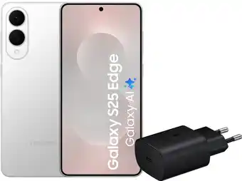 Coolblue Samsung Galaxy S25 Edge 256GB Zilver 5G + Samsung Oplader 25 Watt Zwart aanbieding