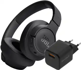 Coolblue JBL Tune 720BT Zwart + BlueBuilt Quick Charge Oplader met Usb A Poort 18W Zwart aanbieding