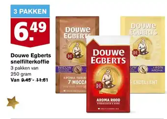 Hoogvliet Douwe Egberts snelfilterkoffie 250g aanbieding