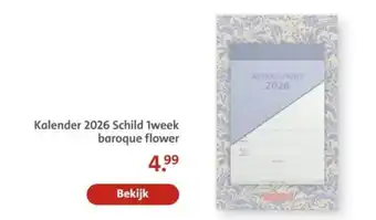 Bruna Kalender 2026 Schild 1week baroque flower aanbieding
