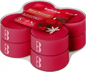 Intratuin Bolsius geurtheelicht True Glow Merry Moments rood 8 uur D 5,5 H 2 cm 8 stuks aanbieding