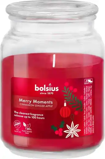Intratuin Bolsius geurkaars True Glow Merry Moments rood 100 uur D 13,5 H 10 cm aanbieding