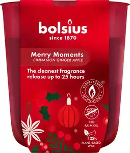 Intratuin Bolsius geurkaars True Glow Merry Moment rood 25 uur D 8,1 H 7,4 cm aanbieding