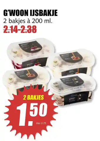 MCD Supermarkt G'WOON IJSBAKJE 200ml aanbieding