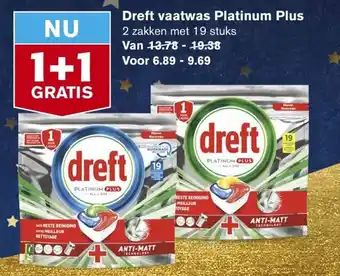 Hoogvliet Dreft vaatwas Platinum Plus aanbieding