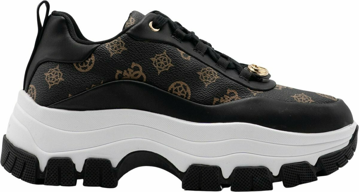 Guess Brenia Dames Sneakers - Bruin/Zwart - Maat 38 aanbieding bij Bol.com