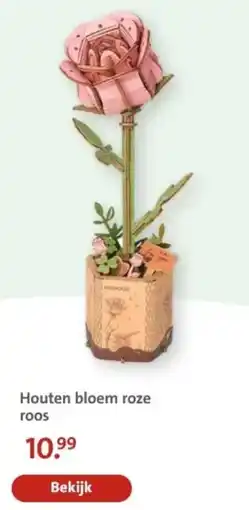 Bruna Houten bloem roze roos aanbieding