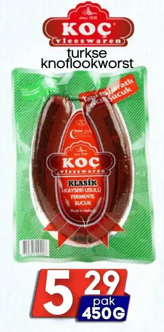 Özbaktat Supermarkt Koç vleeswaren turkse knoflookworst aanbieding