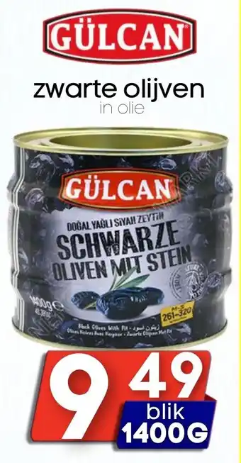 Özbaktat Supermarkt Gülcan zwarte olijven aanbieding